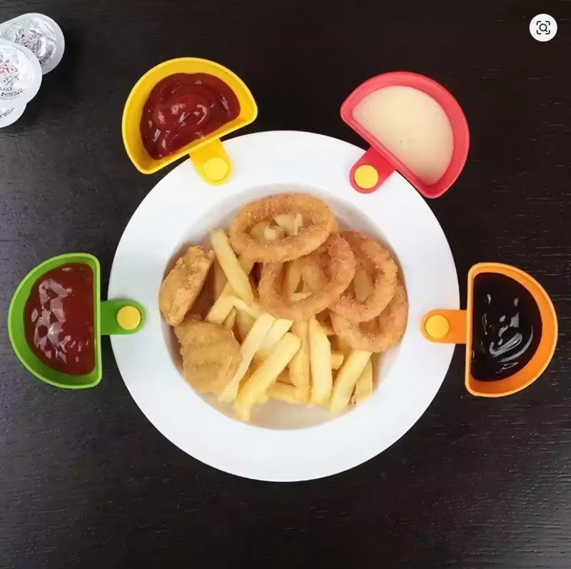 4Pcs Mini Sauce & Snack Bowls | Multifunctional Dipping Trays | Kitchen Tomato Sauce, Salad & Condiment Bowls Set - AABA MALL