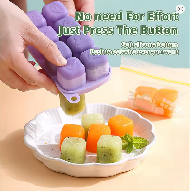 8 Grids Silicone Ice Cube Tray | Food-Grade Baby Ice Pack Mold | Reusable Gelatin & Cocktail Mold for Summer Drinks & Desserts - AABA MALL