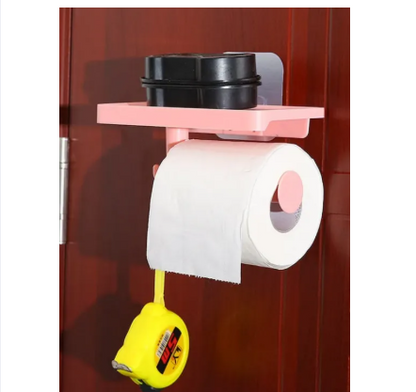 Multi-Functional Tissue Roll Holder – Toilet Paper Holder with Key & Mobile Storage | Pot Shelf Rack, Random Color