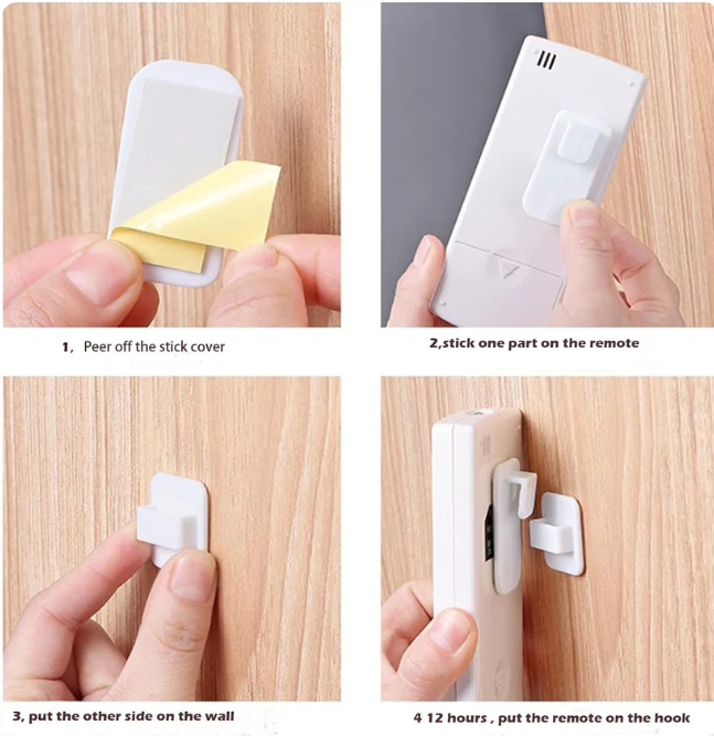 Self Adhesive Remote Control Hook | Wall Mount Key Hanger with Buckle | No Drilling - AABA MALL