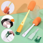 3 In 1 Long Handle Sponge Bottle Thermos Cup Glass Cleaning Brush – Hangable Kitchen & Home Cleaning Tool