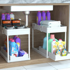 Sliding 2-Tier Cabinet Organizer, pull-out metal storage drawer for kitchen under sink area