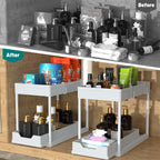 Sliding 2-Tier Cabinet Organizer, pull-out metal storage drawer for kitchen under sink area