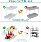 Sliding 2-Tier Cabinet Organizer, pull-out metal storage drawer for kitchen under sink area
