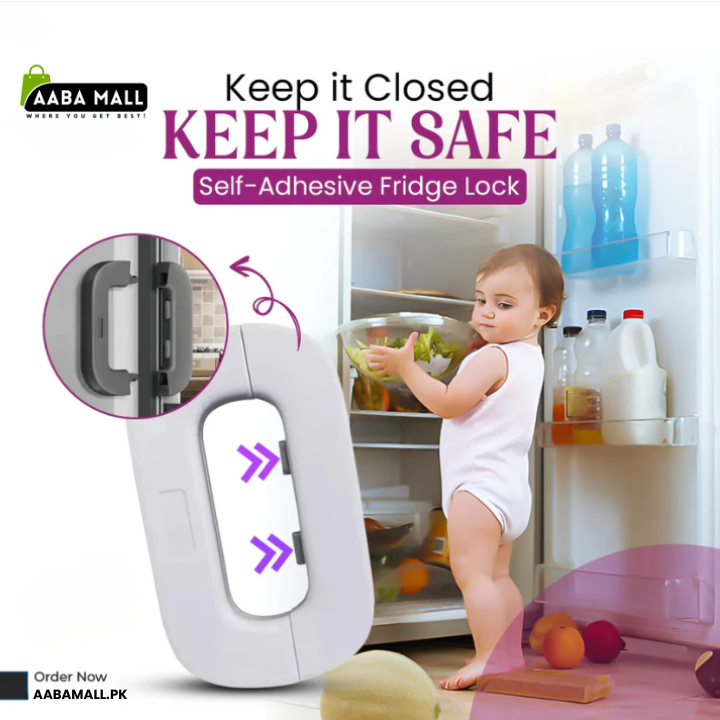 Circle M child safety fridge lock adhesive design
