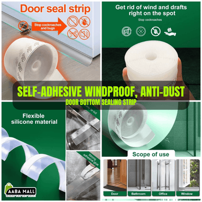 Self-adhesive door bottom sealing strip for windproof and dustproof protection