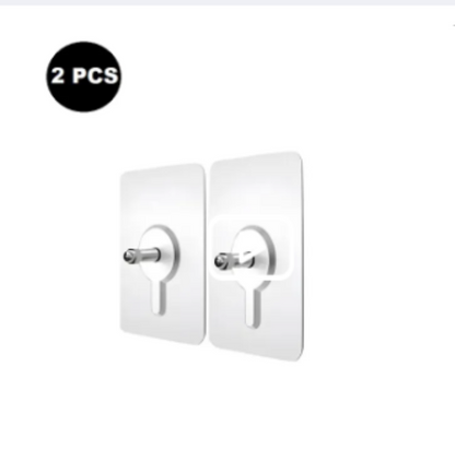 Transparent self-adhesive double wall hook