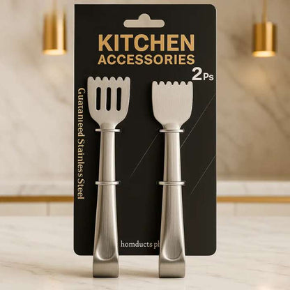 Set of 2 Mini Stainless Steel Serving Tongs | Food Serving Tongs for Ice Cubes, Sugar Cubes, Snacks, Desserts, Buffet & Kitchen Use