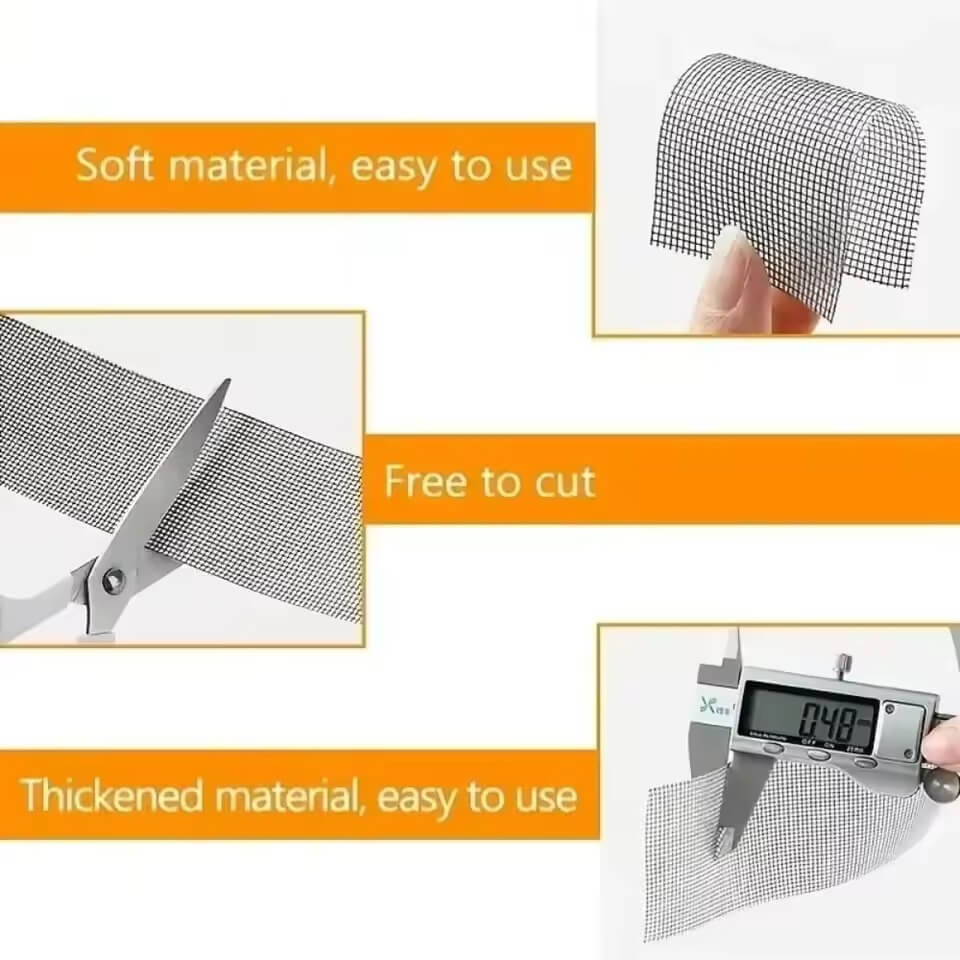Window Screen Repair Tape, Mesh Repair Patch, Self-Adhesive Screen Fix, Waterproof Window Patch, Mosquito Net Repair, Door Screen Fix Tape, Anti-Insect Mesh Repair, Window Net Sticker, Fly Screen Repair Tape, Screen Door Fix