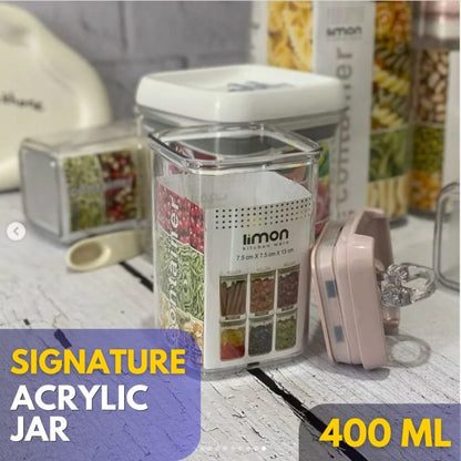 Signature ACRYLIC Food Storage Lid-Lock Air Tight Jars BPA Free Hard Plastic