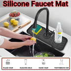 silicone faucet mat, sink draining pad, kitchen faucet protector, bathroom faucet mat, sink splash guard, faucet drying mat, kitchen accessories, water draining pad, countertop protector, faucet splash catcher
