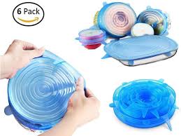 6 Pieces Silicone Stretch Lids Wrap Dish Bowl Pan Cover Kitchen Food Keep Fresh - AABA MALL