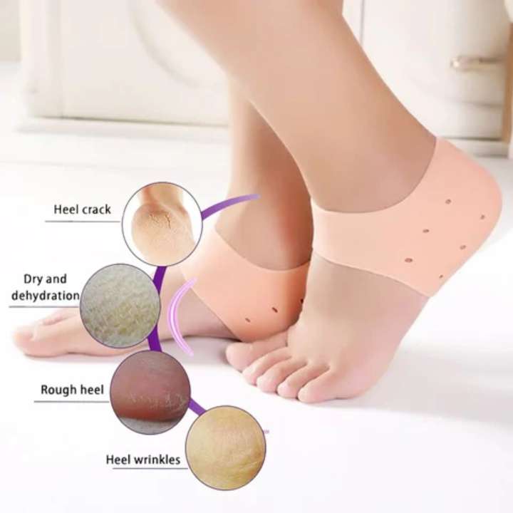 Silicone Heel Cups for Heel Cracks & Dry Feet | Soft Gel Heel Cushion Pads for Plantar Fasciitis, Bone Spur Relief, Heel Pain Support & Shock Absorption (1 Pair)