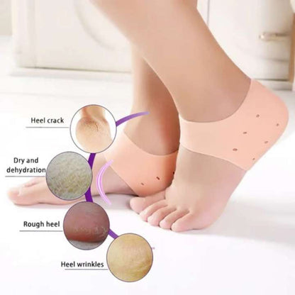Silicone Heel Cups for Heel Cracks & Dry Feet | Soft Gel Heel Cushion Pads for Plantar Fasciitis, Bone Spur Relief, Heel Pain Support & Shock Absorption (1 Pair)