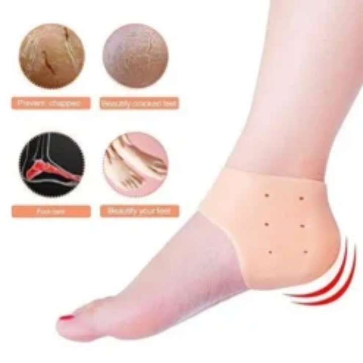Silicone Heel Cups for Heel Cracks & Dry Feet | Soft Gel Heel Cushion Pads for Plantar Fasciitis, Bone Spur Relief, Heel Pain Support & Shock Absorption (1 Pair)