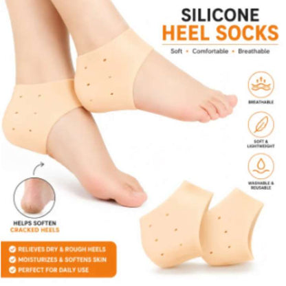 Silicone Heel Cups for Heel Cracks & Dry Feet | Soft Gel Heel Cushion Pads for Plantar Fasciitis, Bone Spur Relief, Heel Pain Support & Shock Absorption (1 Pair)