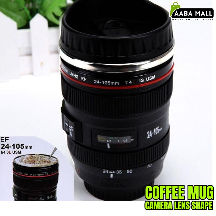 Camera Lens Shape Coffee Mug – Vacuum Cup for Coffee & Tea | Travel Mug for Photographers