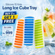 (But 2 & get 1 Free) - Silicone 10 Hole Long Ice Cube Tray | Durable Flexible Ice Maker for Drinks, Cocktails & Kitchen Use