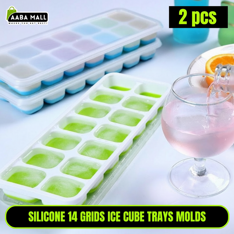 Silicone Ice Cube Trays with Lids | BPA-Free Flexible Ice Molds | Easy Release Ice Cube Maker for Juice, Wine, Baby Food & More - AABA MALL