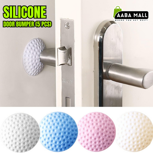 Silicone Door Bumper (5 Pcs Set) – Wall Protector & Door Handle Stopper | Self-Adhesive Clear Knob Pads | Round Wall Shield Cushion