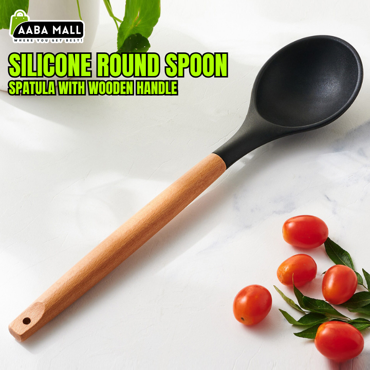 silicone cooking spoon, round silicone spoon
