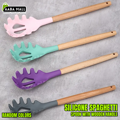 Silicone spaghetti server for cooking and serving noodles