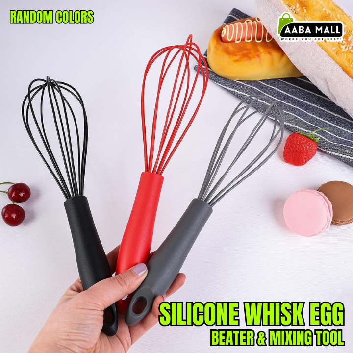Red silicone whisk for cooking and baking