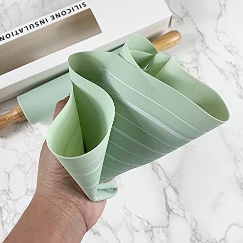 Silicone baking mat with measurement markings and rolling pin