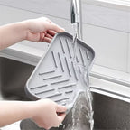 silicone sink tray with drain for soap sponge and brush storage