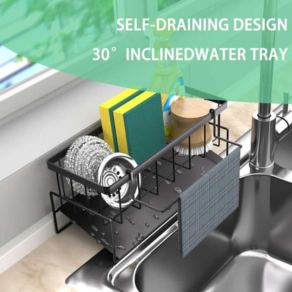 Sink Caddy Organizer | Kitchen Sink Tidy Rack with Brush & Sponge Holder | Washing‑Up Storage for Kitchen Accessories
