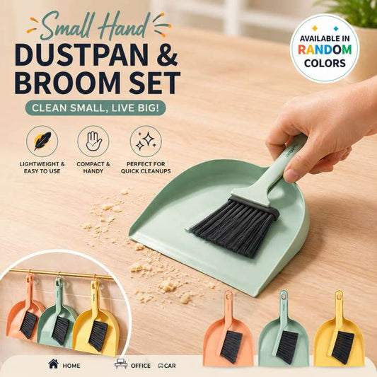 Small Hand Dustpan and Broom Set | Table Sweeper Brush | Silicone Non‑Slip Dustpan | Compact Home Cleaning Tool