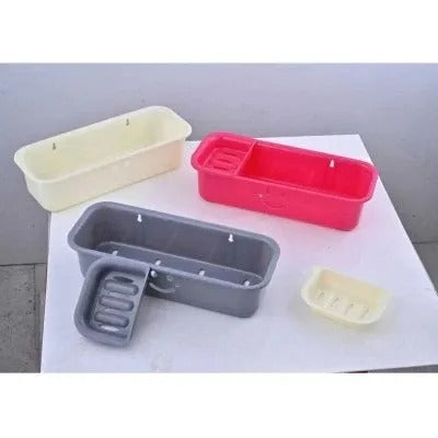 Smile Storage Rectangular Rack & Corner Shelf Organizer with drainage holes for bathroom storage