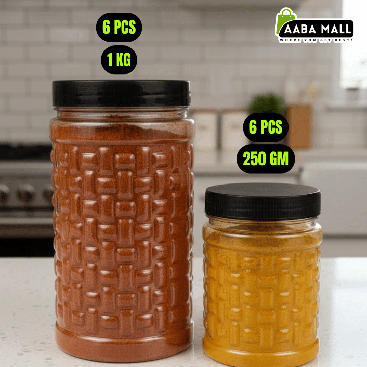 Snack Premium Plastic Jar Set –(1KG), (500GM), (250GM) | Airtight Food Storage Containers – Made in Pakistan