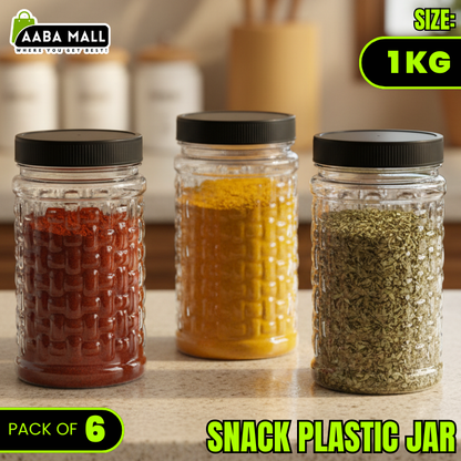 snack jar, 1kg jar, plastic container, airtight jar, food storage jar, kitchen organizer, BPA free jar, transparent jar, large storage container