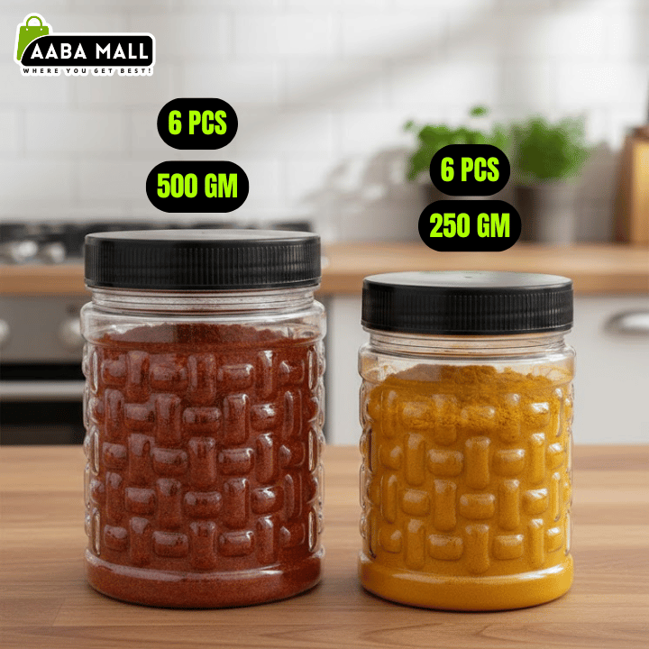 Snack Premium Plastic Jar Set –(1KG), (500GM), (250GM) | Airtight Food Storage Containers – Made in Pakistan