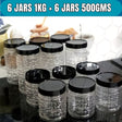 12-Piece Snack Design Airtight Kitchen Storage Jar Set ? BPA-Free Transparent Containers (6x 1KG, 6x 500GM) for Bulk Groceries, Pulses & Snacks