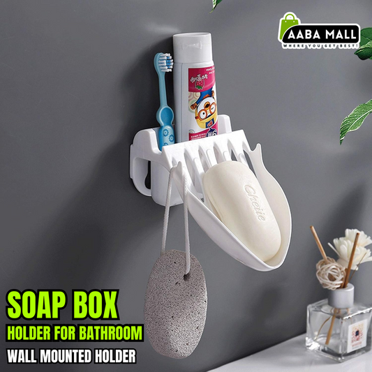 Wall Mounted Soap Case for Bathroom | No-Drill Soap Dish Holder with Magic Stickers