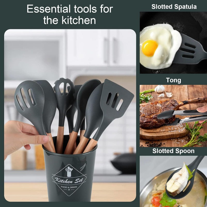 complete silicone kitchen utensil set for cooking