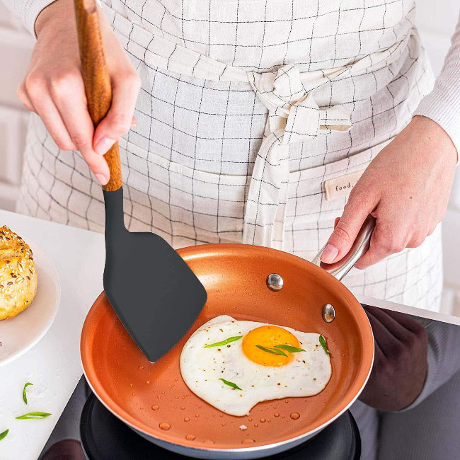 ergonomic wooden handle kitchen spatula