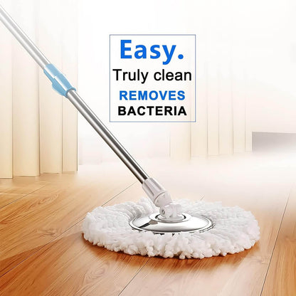 Spin Mop Steel Bucket 360 Degree Easy Spin Bucket Mop with 2 Microfiber Head and and Rod AABA MALL 