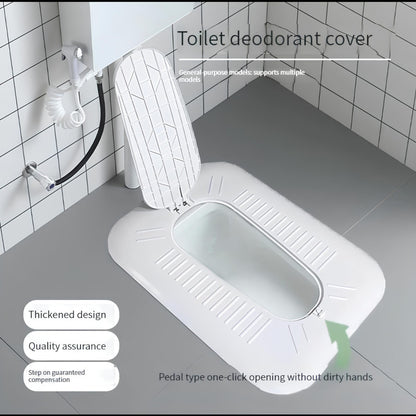 squat toilet cover, enclosed toilet cover, odor proof toilet cover, bathroom hygiene cover, squat toilet step cover, anti odor squat pan cover, sanitary toilet cover, bathroom accessories