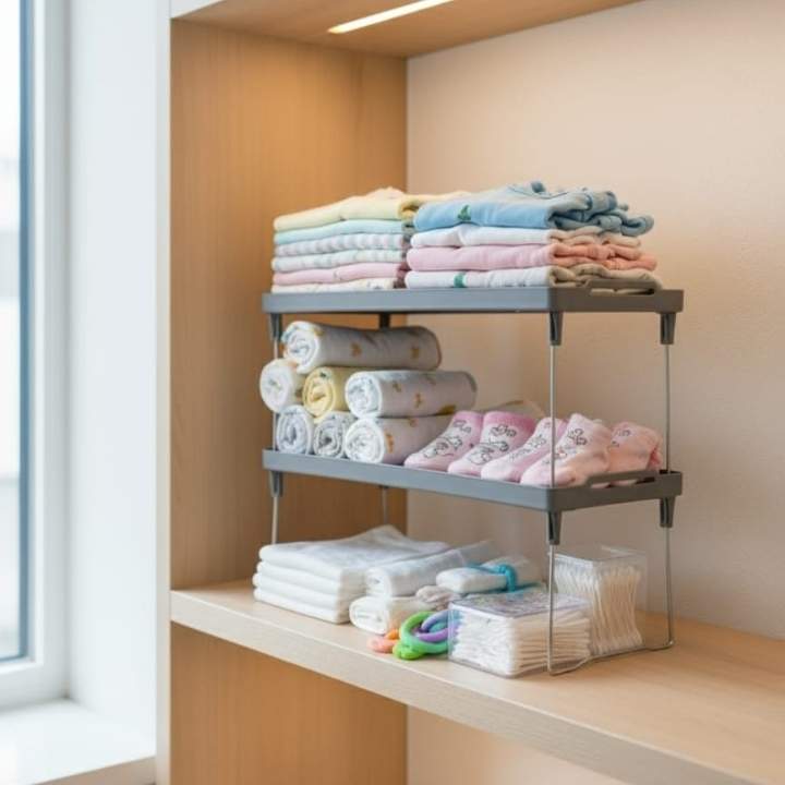 1/2/3 Tier Stackable Kitchen Storage Rack ? Space-Saving Organizer for Cabinets & Countertops