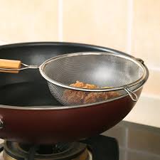 Stainless Steel Deep Frying Mesh Strainer Colander Wooden Handle - MEDIUM 21CM