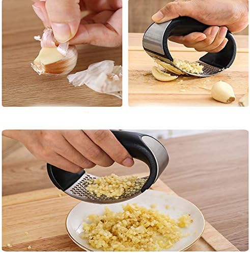 2in1 Stainless Steel Garlic Press Grinder, Garlic Crusher - AABA MALL