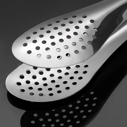 Multifunctional Stainless Steel Food Tongs with Filter Holes – Perfect for Grilling, Frying & Home Cooking