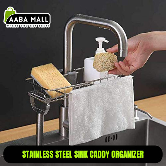 Stainless Steel Sink Caddy Organizer | Sponge Holder - Practical Home Kitchen Faucet