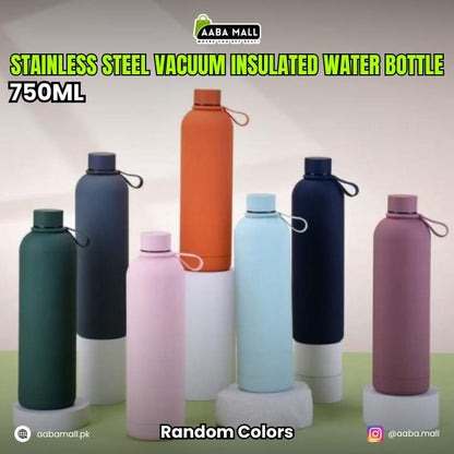 Stainless Steel Vacuum Insulated Water Bottle (750ML) – Smooth Rubber Finish | Keeps Cold/Warm 6–12 Hours