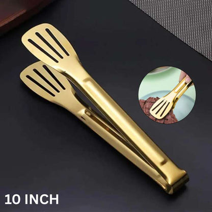 Silver & Golden Chimta – Stainless Steel Kitchen Tong for Grilling, BBQ, Flip & Fry Stylish Food Tongs