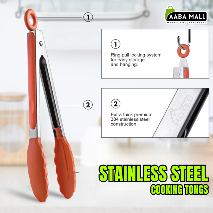Stainless steel 9.5 inch cooking tong