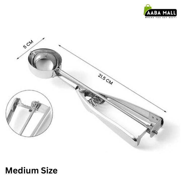 Stainless Steel Handheld Ice Cream Scoop with Trigger Release | Heavy Duty Ice Cream Scooper | Cookie Dough Scoop | Melon Baller | Fruit Scooper | Easy Release Kitchen Tool